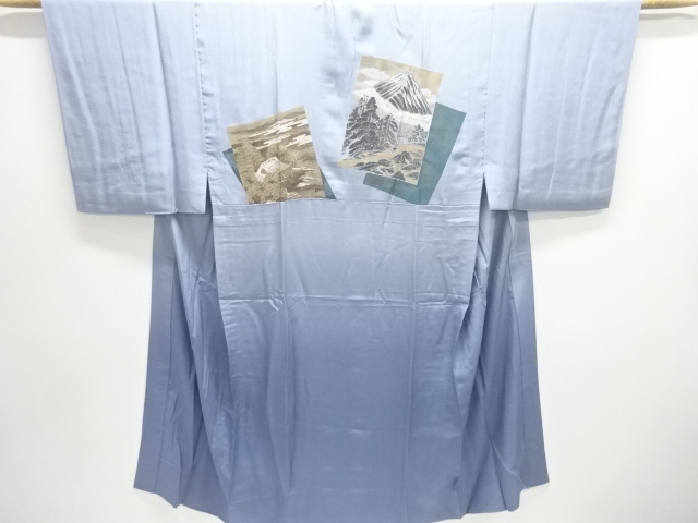 JAPANESE KIMONO / ANTIQUE MENS HITOE JUBAN / SILK / SHIKISHI & SCENERY